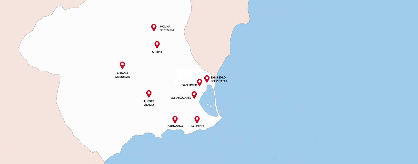 Mapa de cada clínica dental en la Región de Murcia